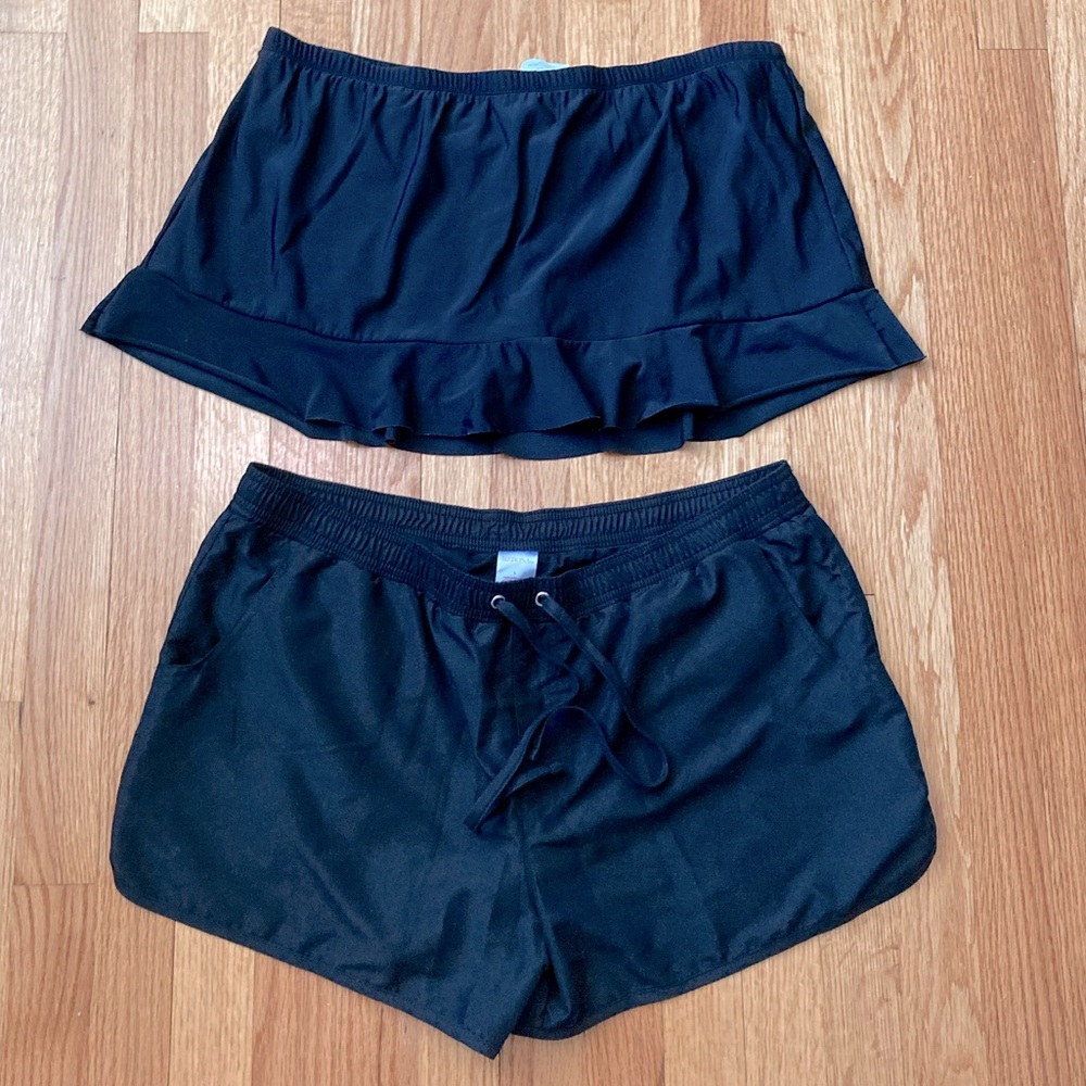 Bundle Lot of Two Swim Bottoms - Skort and Shorts - L/XL - EUC